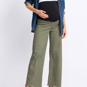 Just USA Camille Wide Leg Olive Maternity Pants